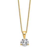 14k 1 ct Lab Grown Diamond VS/SI+ G+ 18 in Comp Solitaire Pendant Necklace