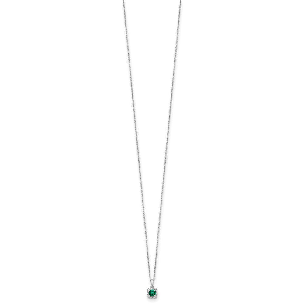 10kw 1/10ct Lab Grown Dia VS/SI+ G+ & Cr Emerald Comp 18in Necklace