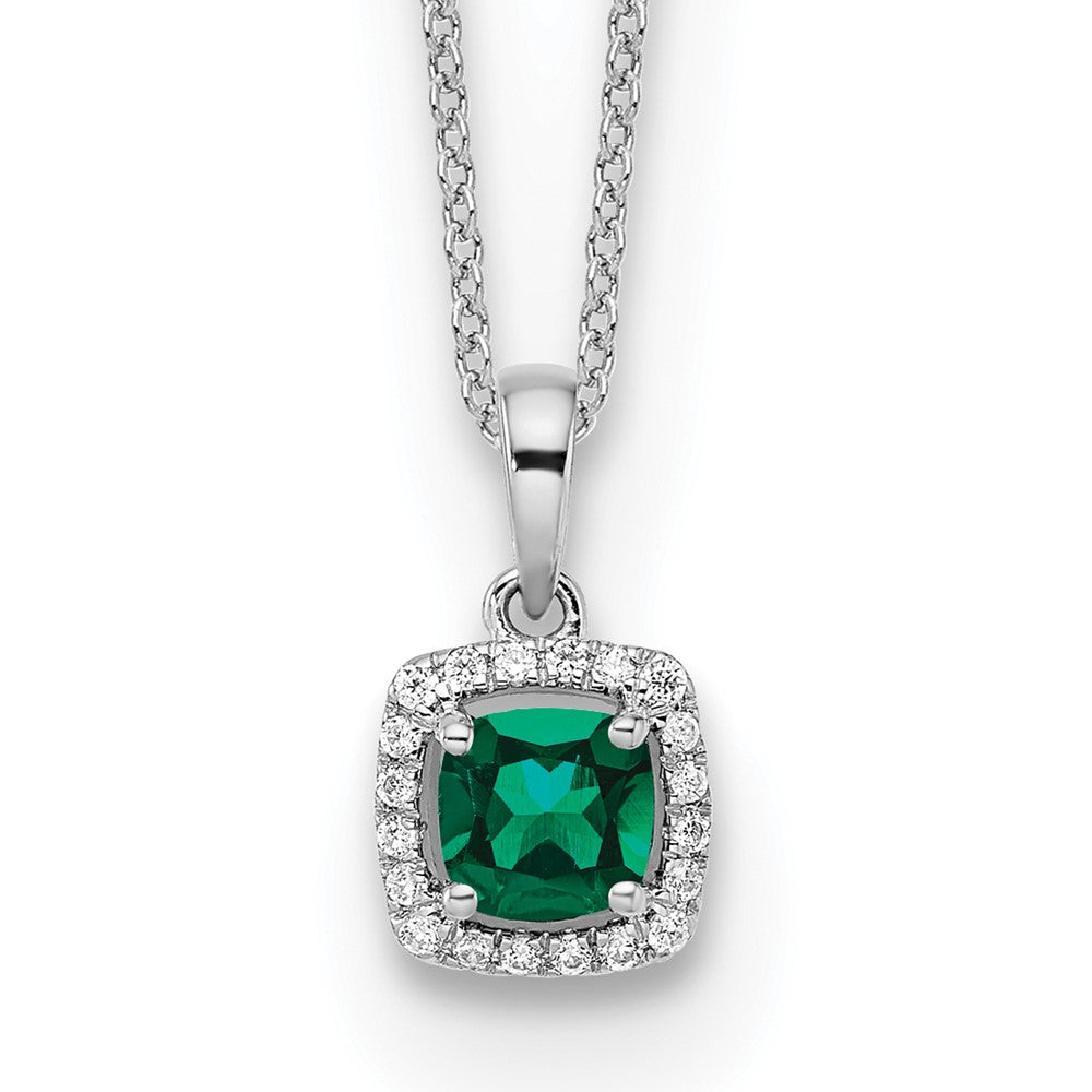 10kw 1/10ct Lab Grown Dia VS/SI+ G+ & Cr Emerald Comp 18in Necklace