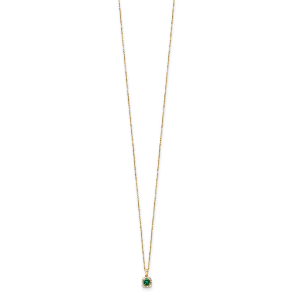 14k 1/10ct Lab Grown Dia VS/SI+ G+ & Cr Emerald Comp 18in Necklace