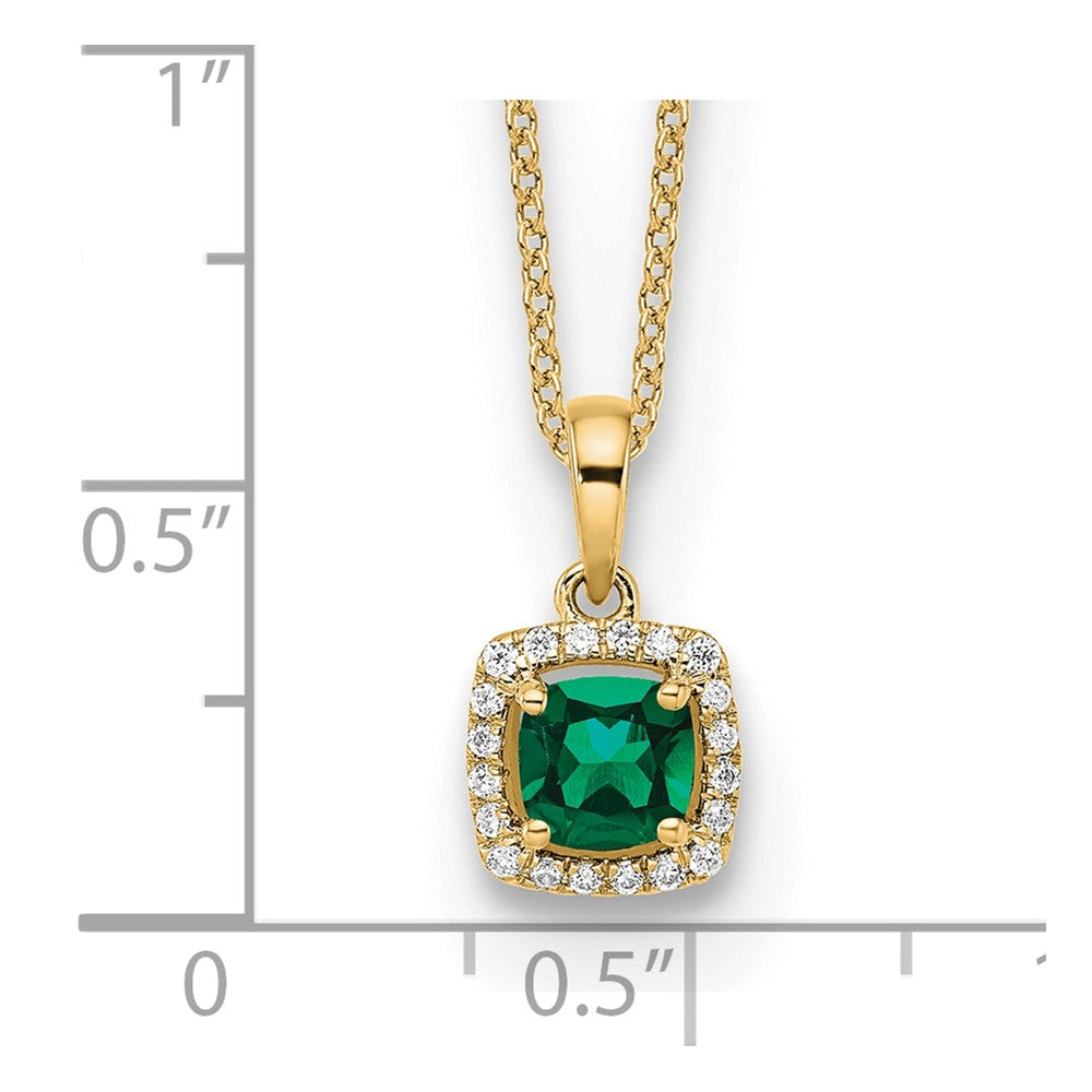 14k 1/10ct Lab Grown Dia VS/SI+ G+ & Cr Emerald Comp 18in Necklace