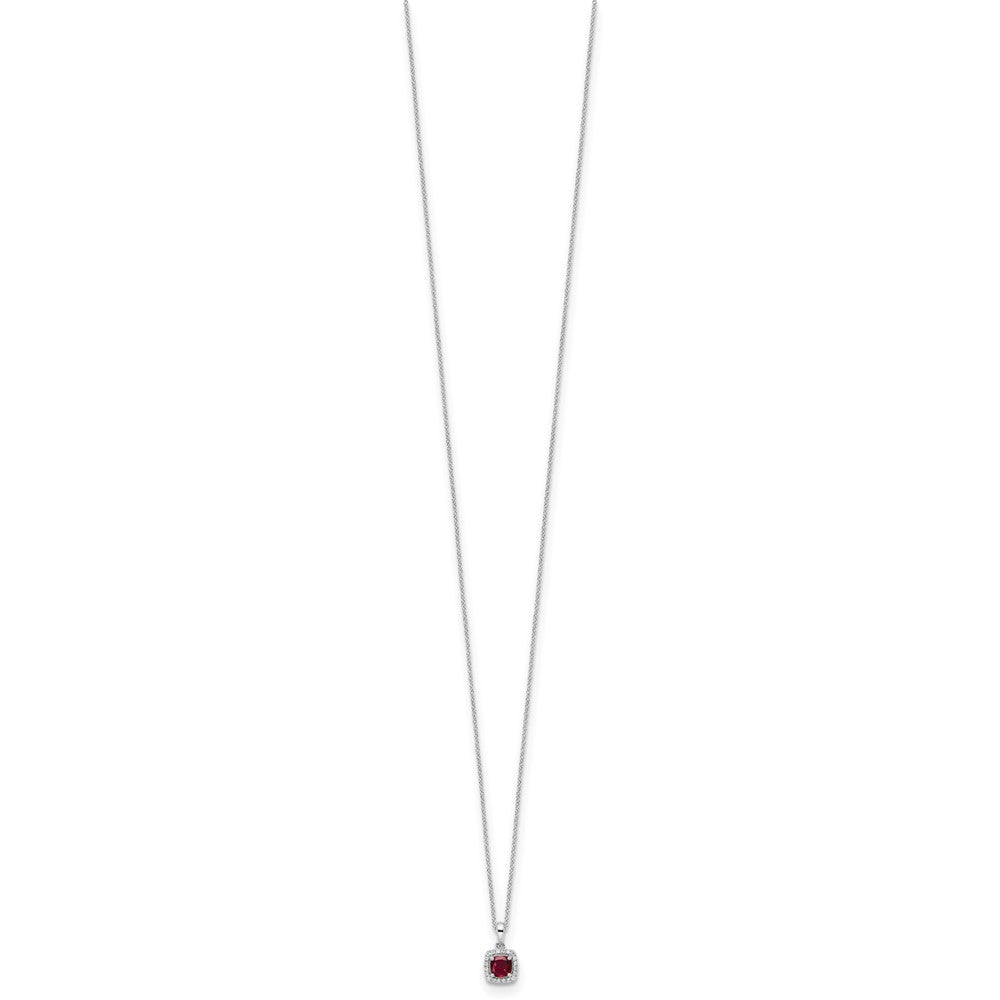 14kw 1/10ct Lab Grown Diamond VS/SI+ G+ & Cr Ruby Comp 18in Necklace