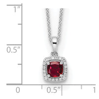 10kw 1/10ct Lab Grown Diamond VS/SI+ G+ & Cr Ruby Comp 18in Necklace