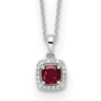 14kw 1/10ct Lab Grown Diamond VS/SI+ G+ & Cr Ruby Comp 18in Necklace