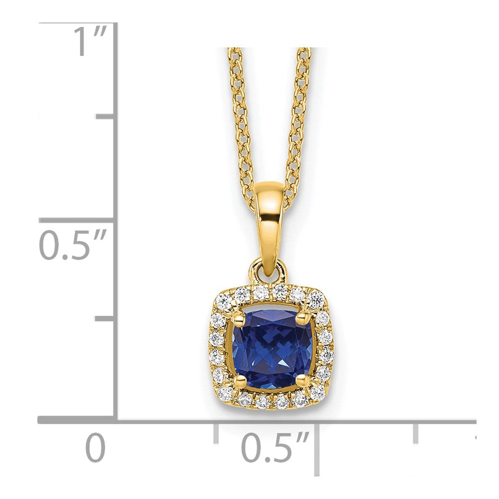 10k 1/10ct Lab Grown Diamond VS/SI+ G+ & Cr Sapphire Comp 18in Necklace