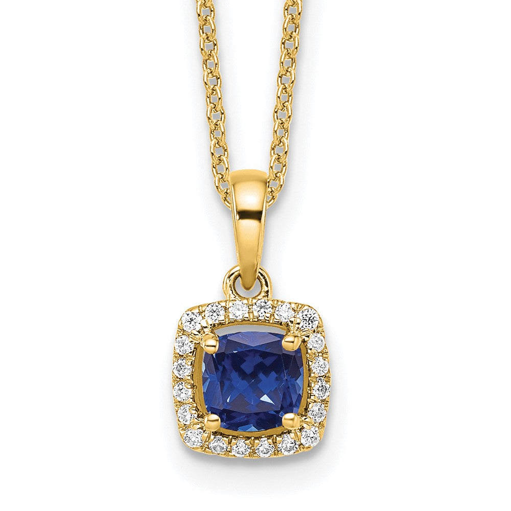 14k 1/10ct Lab Grown Diamond VS/SI+ G+ & Cr Sapphire Comp 18in Necklace