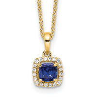 14k 1/10ct Lab Grown Diamond VS/SI+ G+ & Cr Sapphire Comp 18in Necklace