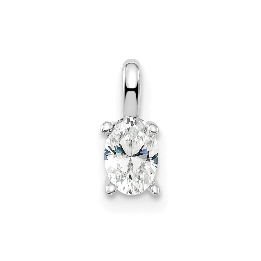 14k White Gold 1/3 ct Lab Grown Diamond VS/SI+ G+ Oval Solitaire Pendant