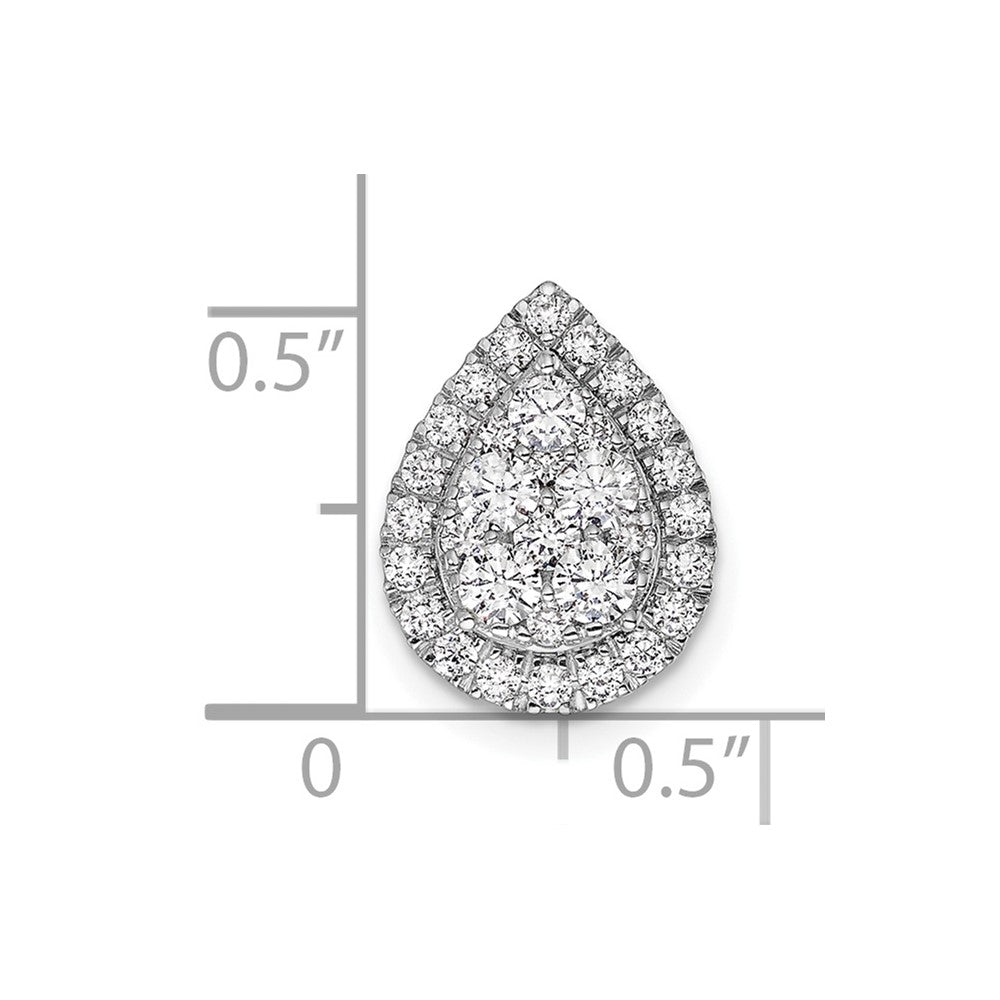14kw 5/8ct Lab Grown Diamond VS/SI+ G+ Comp Teardrop Halo Chain Slide