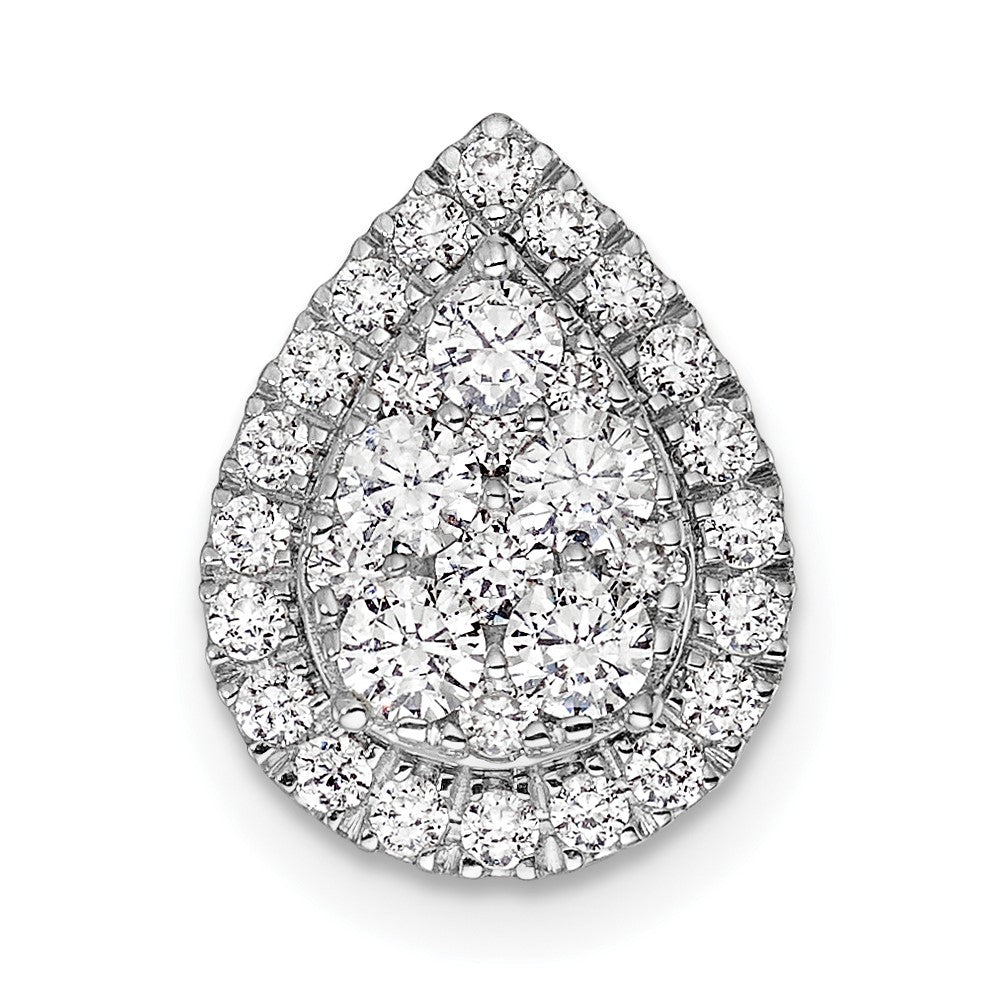 14kw 5/8ct Lab Grown Diamond VS/SI+ G+ Comp Teardrop Halo Chain Slide