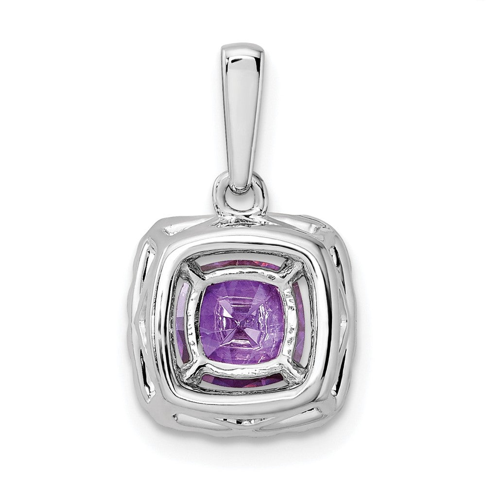 14kw 1/4ct Lab Grown Dia VS/SI+ G+ Feb Birthstone Amethyst Halo Pendant