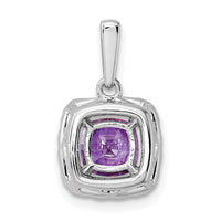 14kw 1/4ct Lab Grown Dia VS/SI+ G+ Feb Birthstone Amethyst Halo Pendant