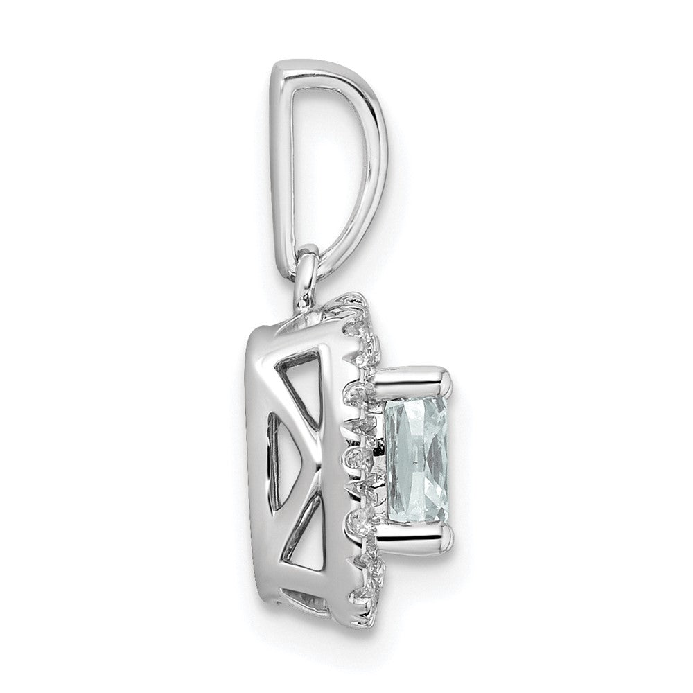 14kw 1/4ct Lab Grown Dia VS/SI+ G+ March Birthstone Aquamarine Pendant