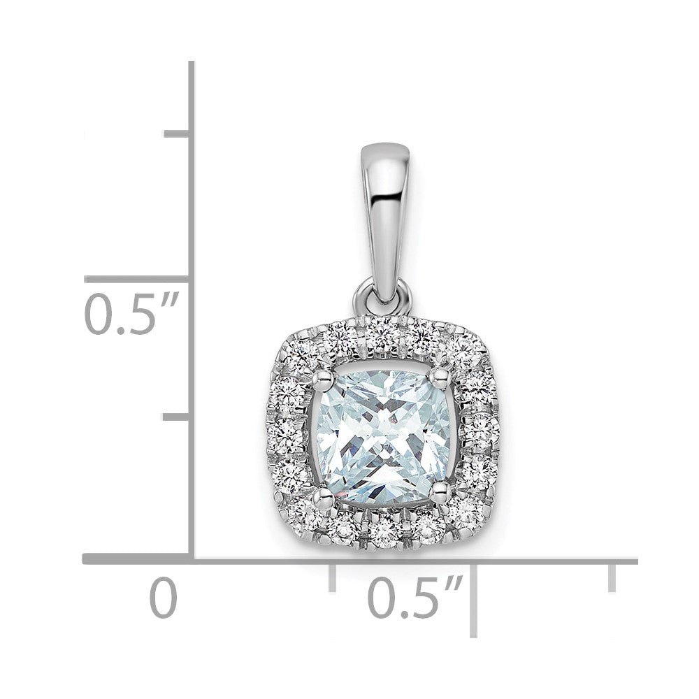 14kw 1/4ct Lab Grown Dia VS/SI+ G+ March Birthstone Aquamarine Pendant