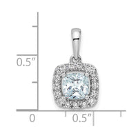 14kw 1/4ct Lab Grown Dia VS/SI+ G+ March Birthstone Aquamarine Pendant