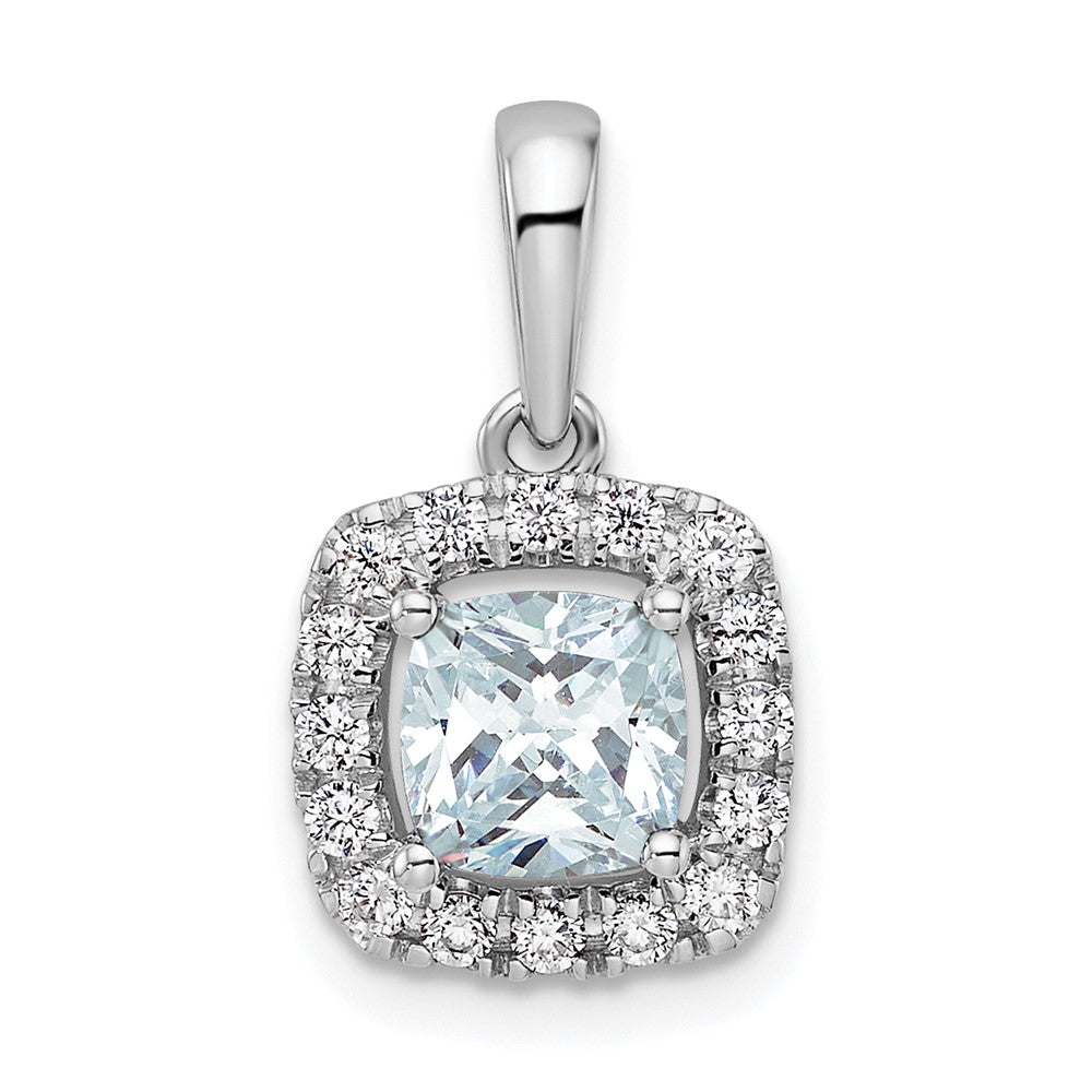 14kw 1/4ct Lab Grown Dia VS/SI+ G+ March Birthstone Aquamarine Pendant