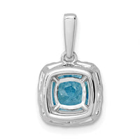 14kw 1/4ct Lab Grown Dia VS/SI+ G+ Dec Birthstone Blue Topaz Halo Pendant