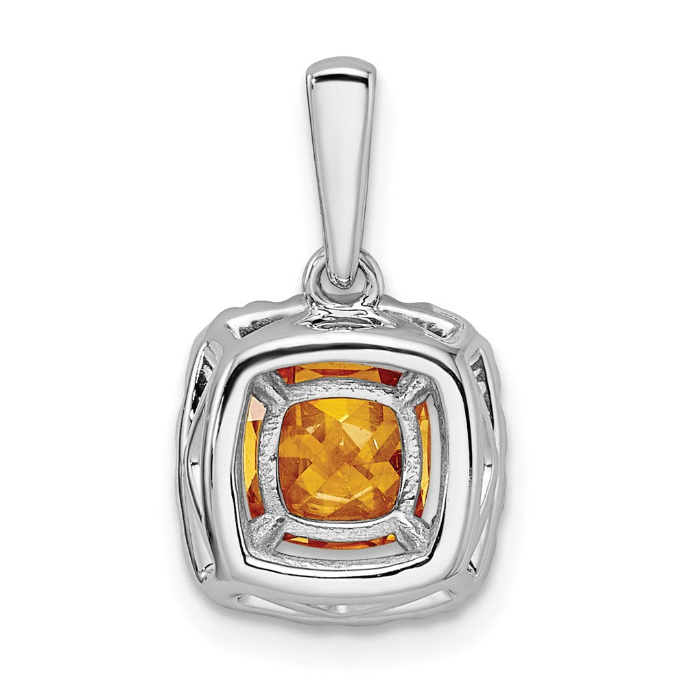 14kw 1/4ct Lab Grown Dia VS/SI+ G+ Nov Birthstone Citrine Halo Pendant