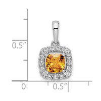 14kw 1/4ct Lab Grown Dia VS/SI+ G+ Nov Birthstone Citrine Halo Pendant
