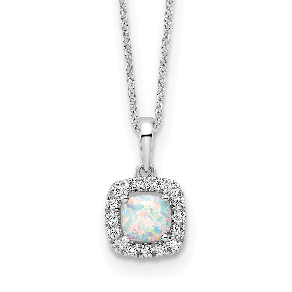 10kw 1/4ct Lab Grown Diamond VS/SI+ G+ & Cr Opal Comp 18in Necklace