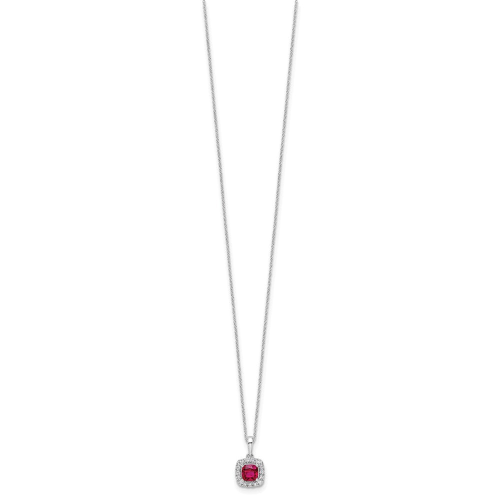 10kw 1/4ct Lab Grown Diamond VS/SI+ G+ & Cr Ruby Comp 18in Necklace