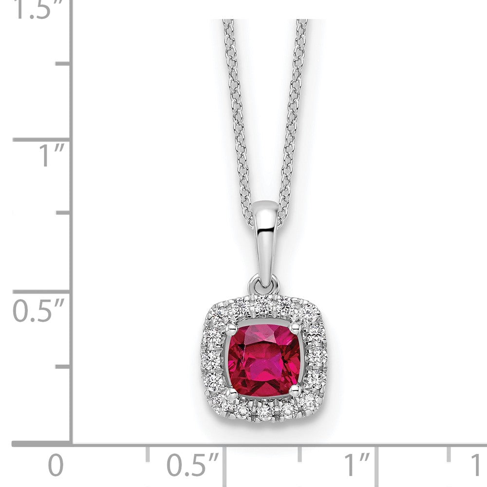 10kw 1/4ct Lab Grown Diamond VS/SI+ G+ & Cr Ruby Comp 18in Necklace