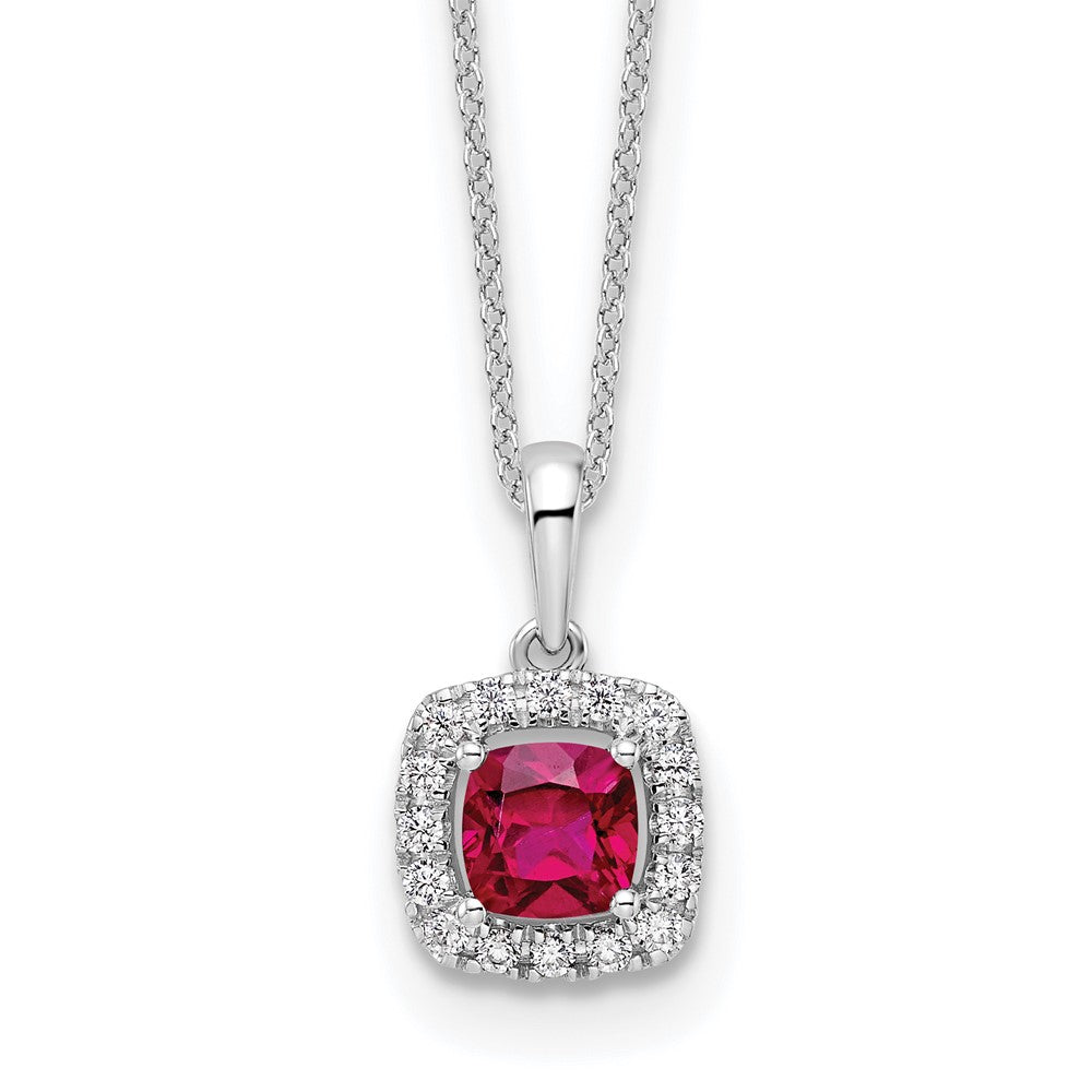 10kw 1/4ct Lab Grown Diamond VS/SI+ G+ & Cr Ruby Comp 18in Necklace