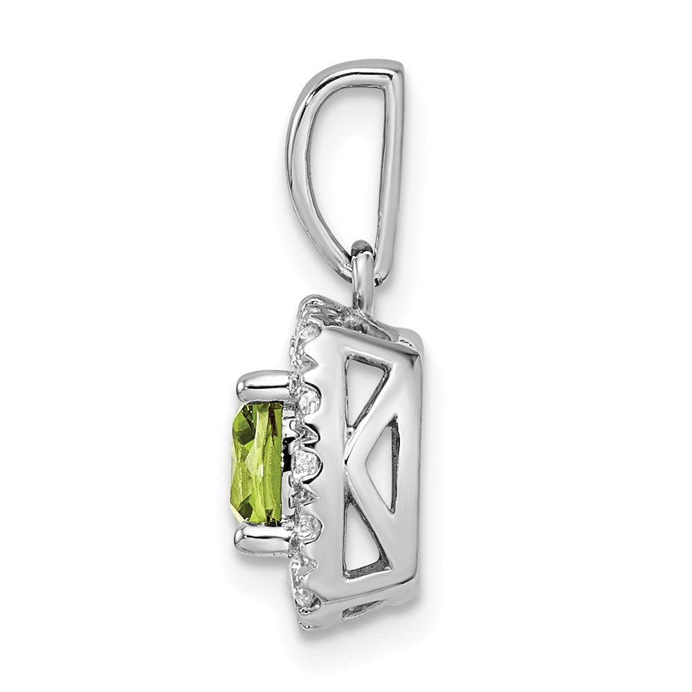 14kw 1/4ct Lab Grown Dia VS/SI+ G+ Aug Birthstone Peridot Halo Pendant