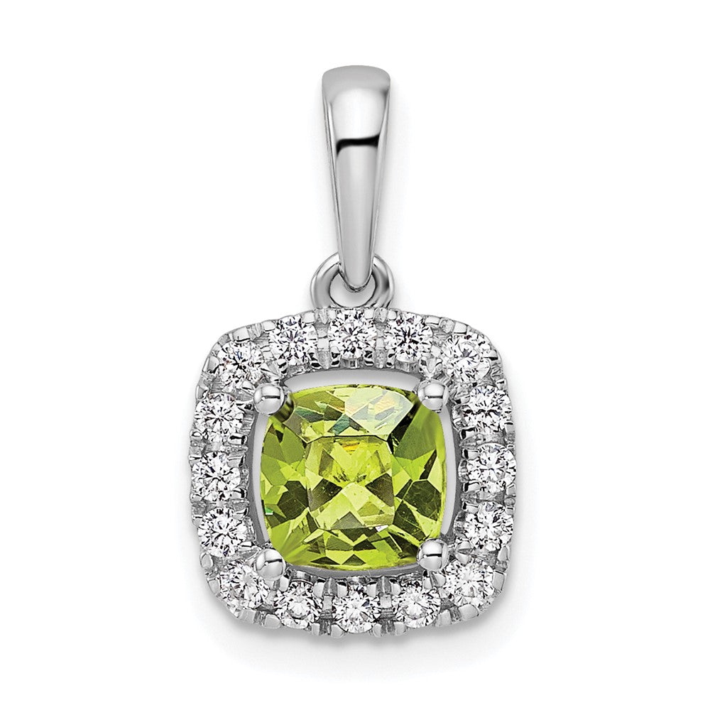 14kw 1/4ct Lab Grown Dia VS/SI+ G+ Aug Birthstone Peridot Halo Pendant
