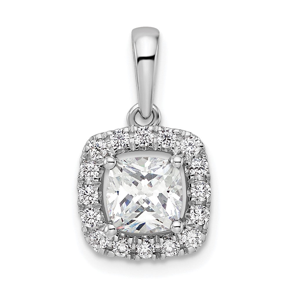 14kw 1/4ct Lab Grown Dia VS/SI+ G+ April Birthstone White Sapphire Pendant
