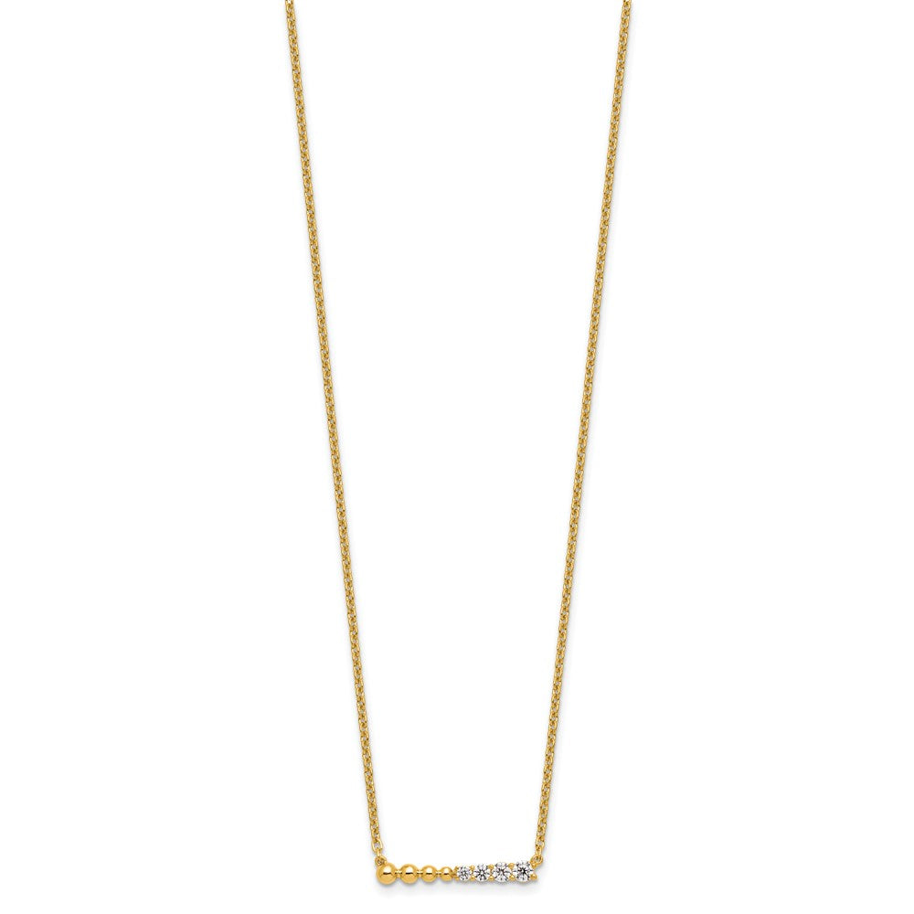 14k 1/4ct Lab Grown Diamond VS/SI+ G+ Beaded Bar 18in Necklace