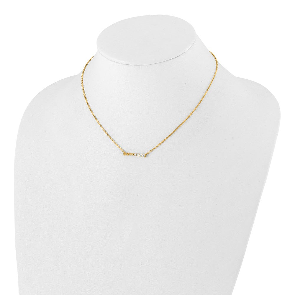 14k 1/4ct Lab Grown Diamond VS/SI+ G+ Beaded Bar 18in Necklace