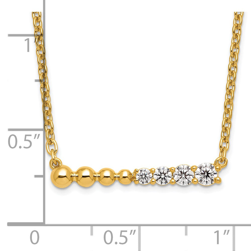 14k 1/4ct Lab Grown Diamond VS/SI+ G+ Beaded Bar 18in Necklace