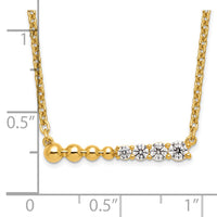 14k 1/4ct Lab Grown Diamond VS/SI+ G+ Beaded Bar 18in Necklace
