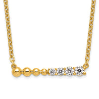 14k 1/4ct Lab Grown Diamond VS/SI+ G+ Beaded Bar 18in Necklace