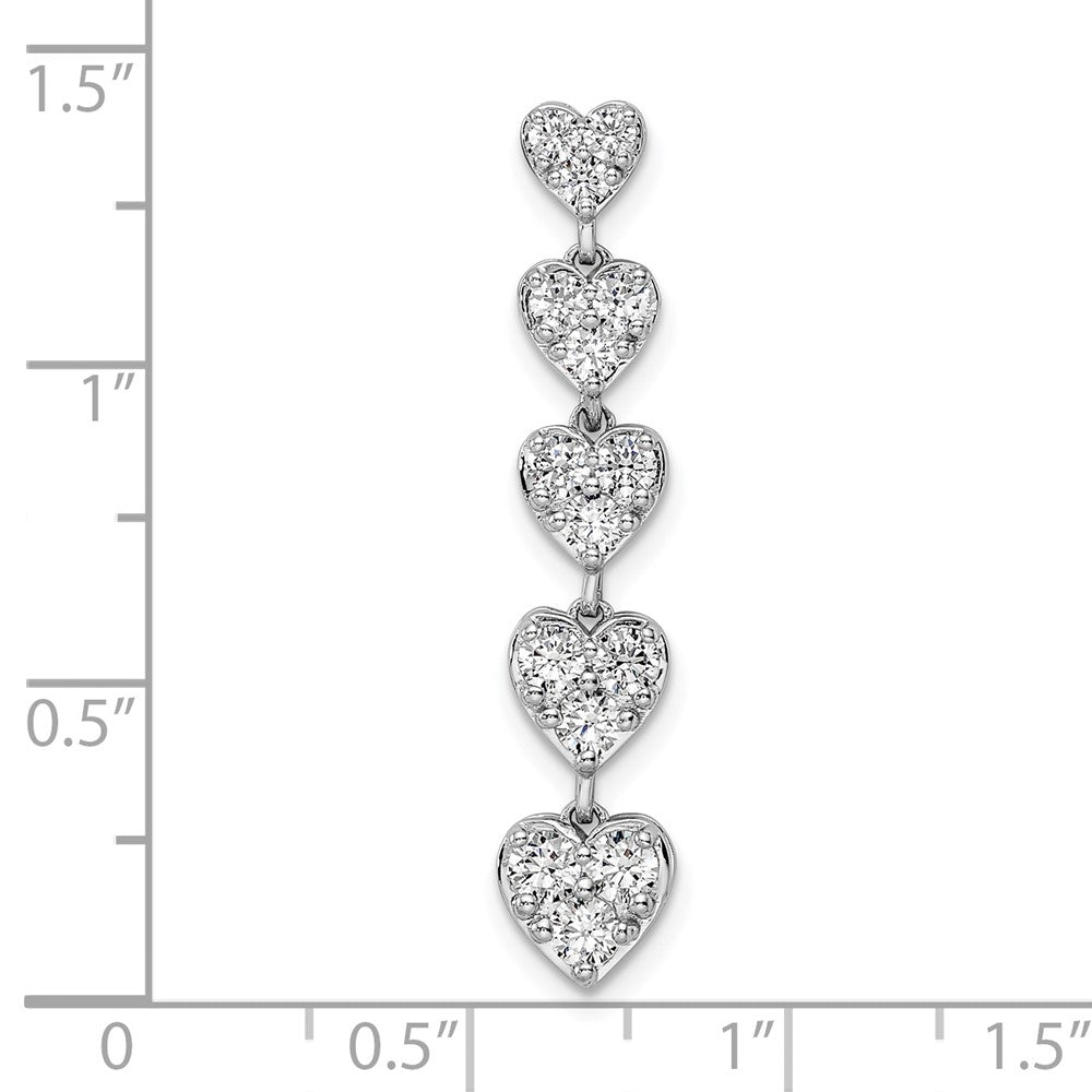 14kw 1ct Lab Grown Diamond VS/SI+ G+ Comp Five Heart Bar Chain Slide