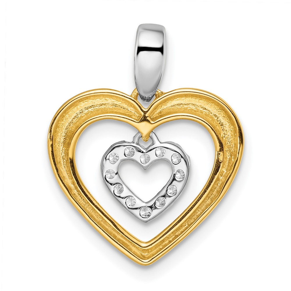 14ktt 1/6ct Lab Grown Dia VS/SI+ G+ Comp Dangle Double Heart Pendant