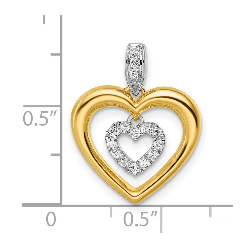 14ktt 1/6ct Lab Grown Dia VS/SI+ G+ Comp Dangle Double Heart Pendant