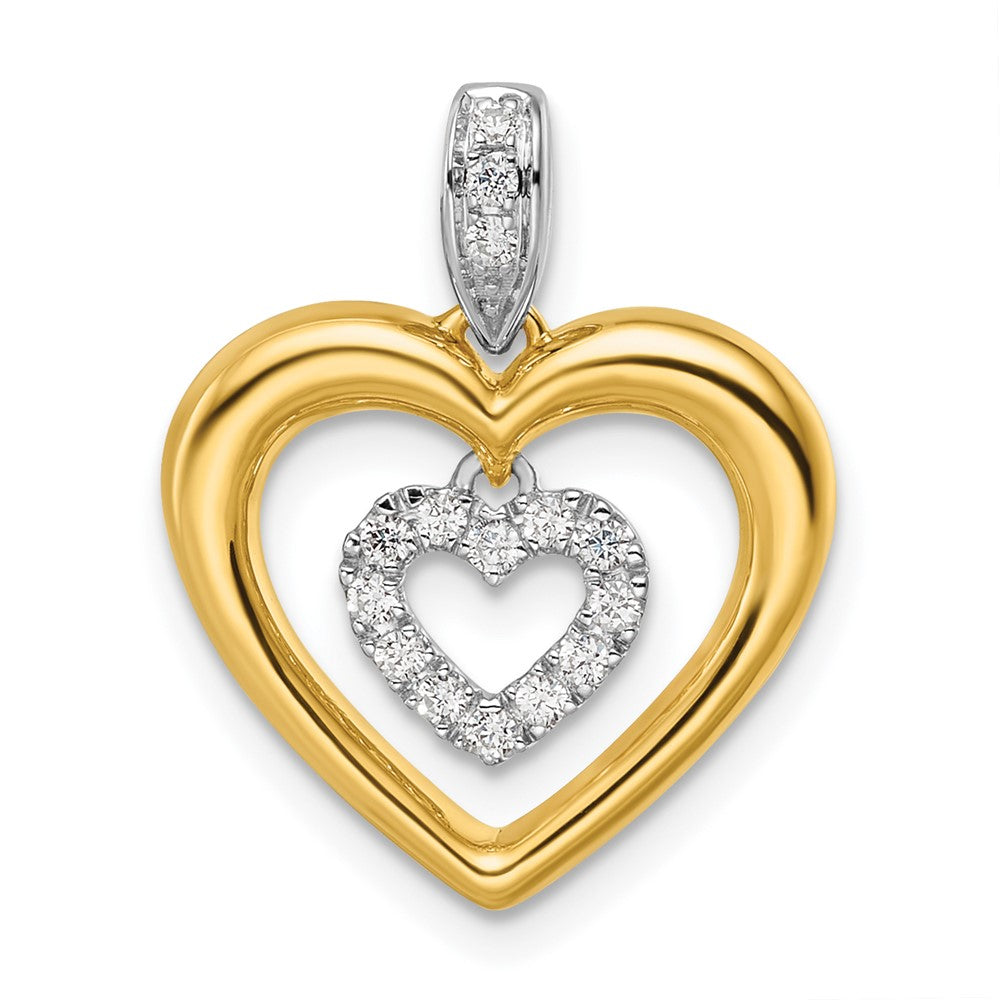 14ktt 1/6ct Lab Grown Dia VS/SI+ G+ Comp Dangle Double Heart Pendant