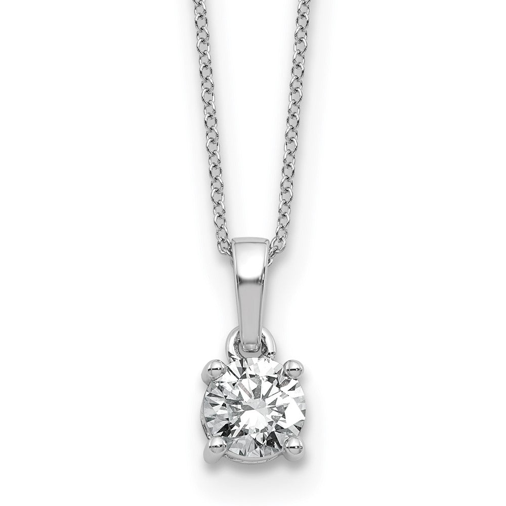 14kw 1/2ct Lab Grown Dia VS/SI+ G+ Comp 18in Solitaire Pendant Necklace