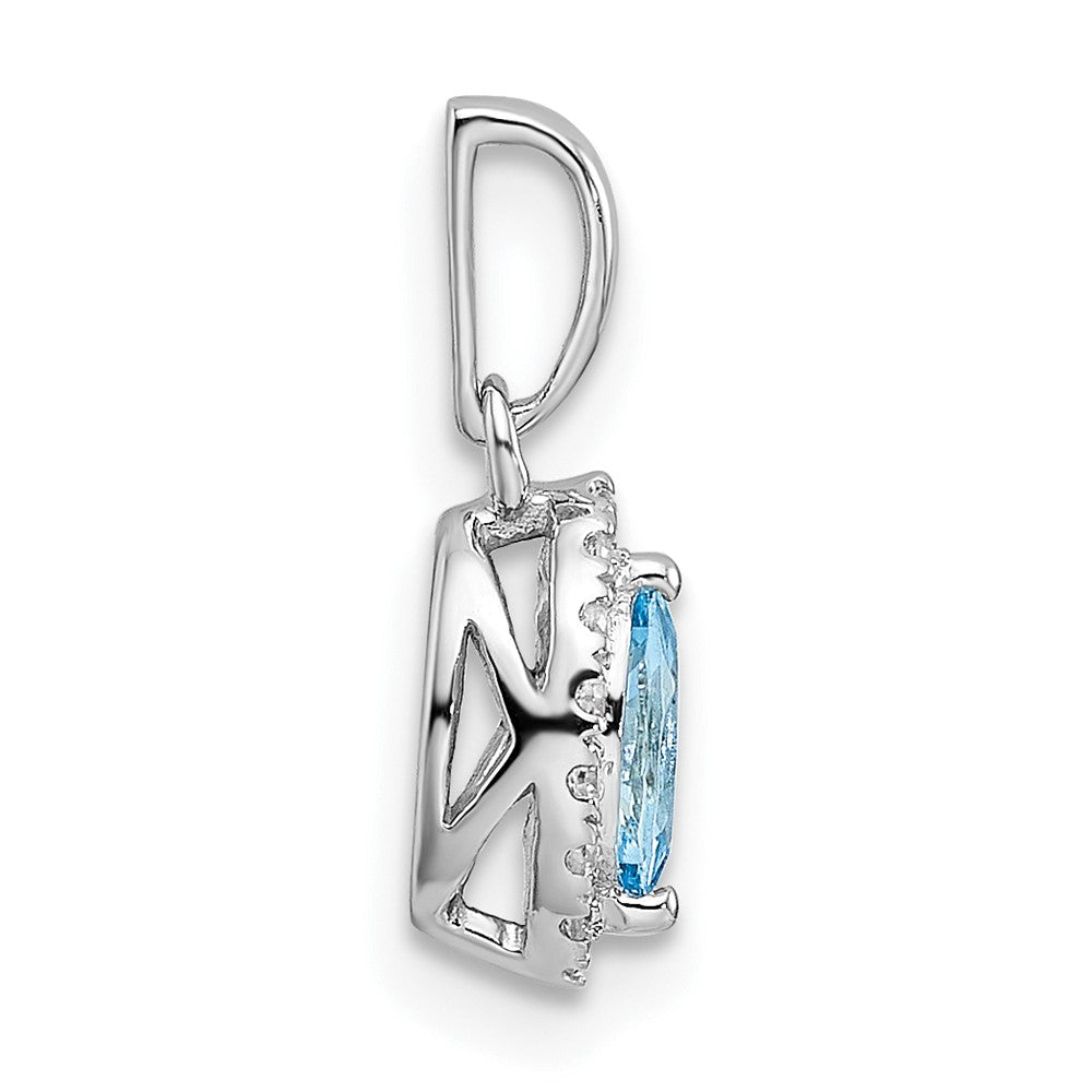14kw 1/10 ct Lab Grown Dia VS/SI+ G+ & Aquamarine March Birthstone Pendant