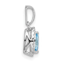 14kw 1/10 ct Lab Grown Dia VS/SI+ G+ & Aquamarine March Birthstone Pendant