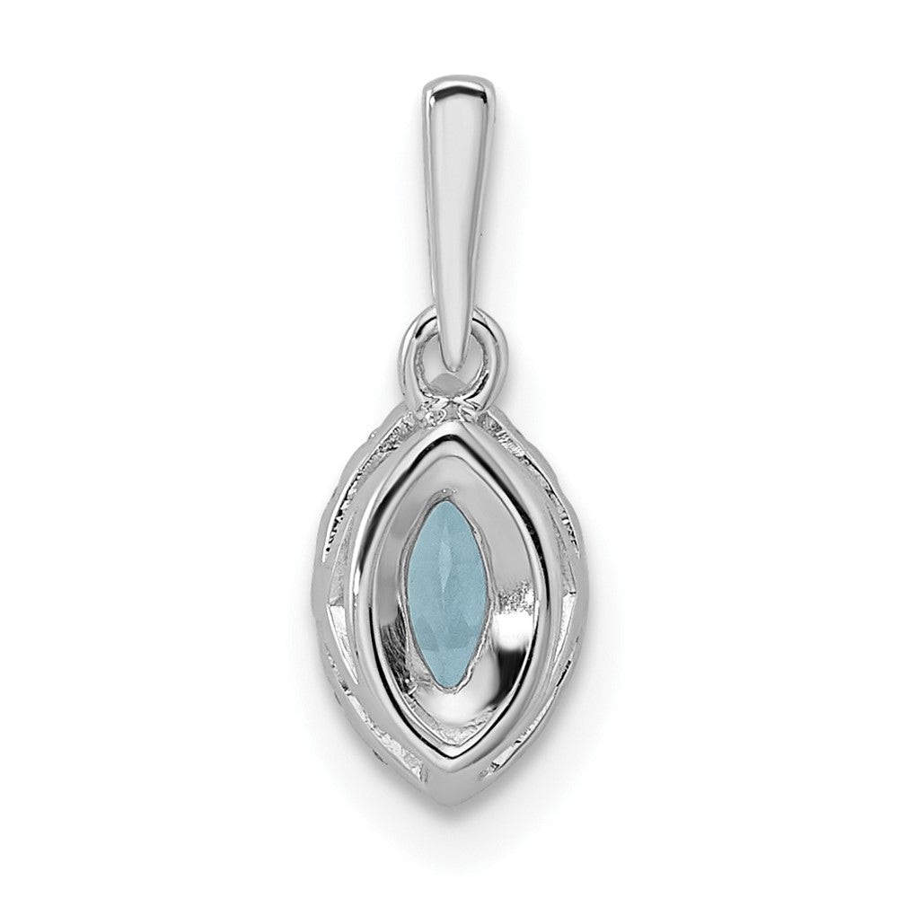 14kw 1/10 ct Lab Grown Dia VS/SI+ G+ & Aquamarine March Birthstone Pendant