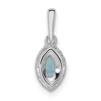 14kw 1/10 ct Lab Grown Dia VS/SI+ G+ & Aquamarine March Birthstone Pendant