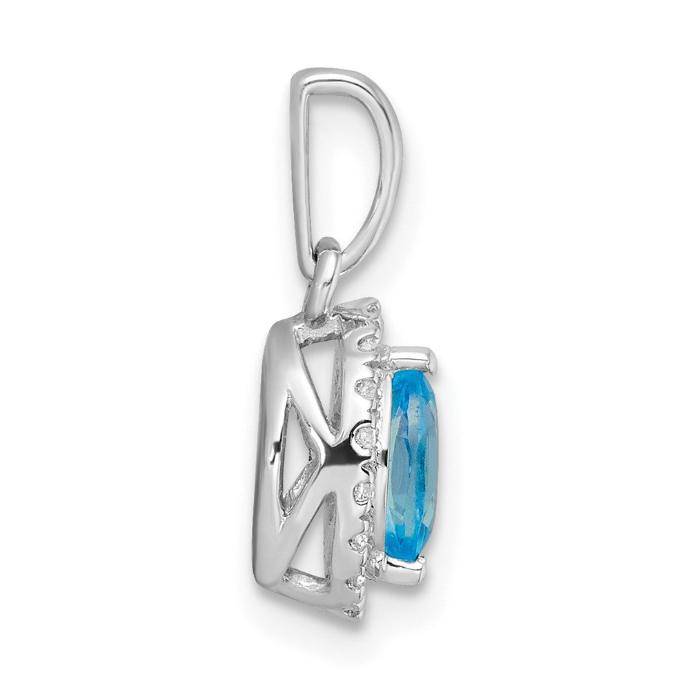 14kw 1/10 ct Lab Grown Dia VS/SI+ G+ & Blue Topaz Dec Birthstone Pendant