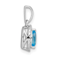 14kw 1/10 ct Lab Grown Dia VS/SI+ G+ & Blue Topaz Dec Birthstone Pendant