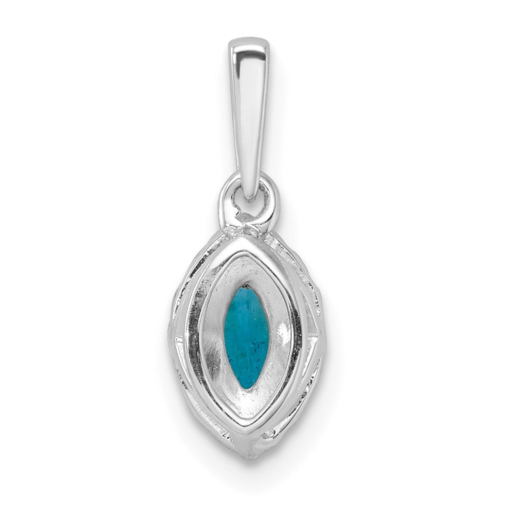14kw 1/10 ct Lab Grown Dia VS/SI+ G+ & Blue Topaz Dec Birthstone Pendant