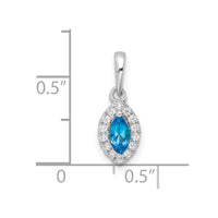 14kw 1/10 ct Lab Grown Dia VS/SI+ G+ & Blue Topaz Dec Birthstone Pendant