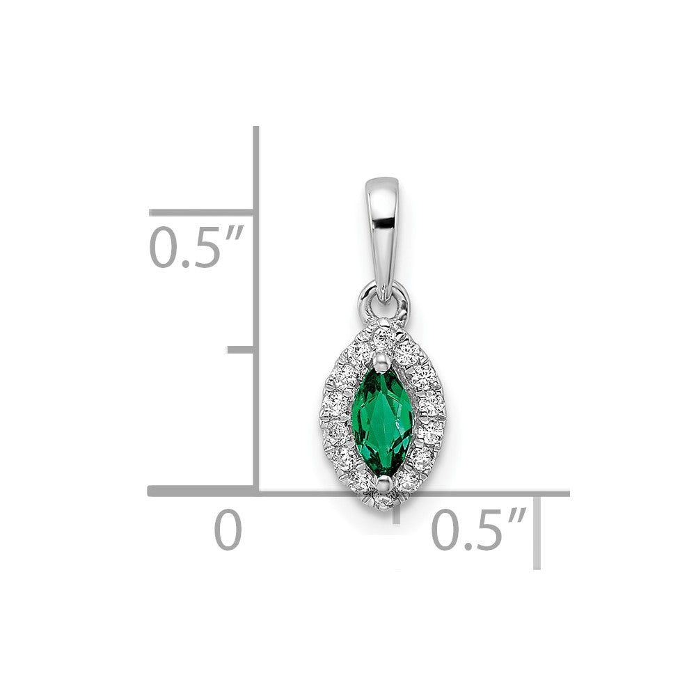 14kw 1/10 ct Lab Grown Dia VS/SI+ G+ & Cr Emerald May Birthstone Pendant