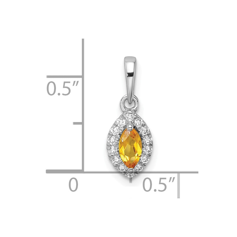 14kw 1/10 ct Lab Grown Dia VS/SI+ G+ & Citrine November Birthstone Pendant